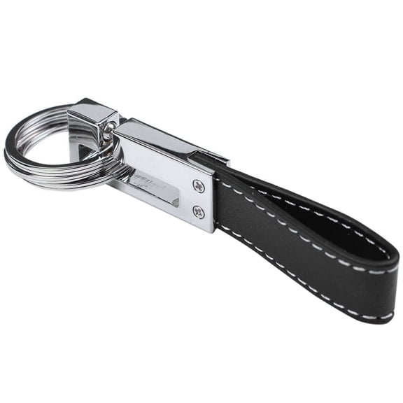 Genuine Leather Belt 3 Loop Strap Quick Release keyring Keychain Key Fob ring Black Silver