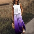 thumbnail image 2 of B91xZ Robes Décontractées Sans Manches pour Femmes Robe Longue Plissée à Nouer Col en V, Violet TTG, 2 of 5
