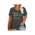 thumbnail image 3 of XCHQRTI Women's Read Book Plus Shirt Graphic A Good Day Reading Tees Short Sleeve Casual School Tops, 3 of 6