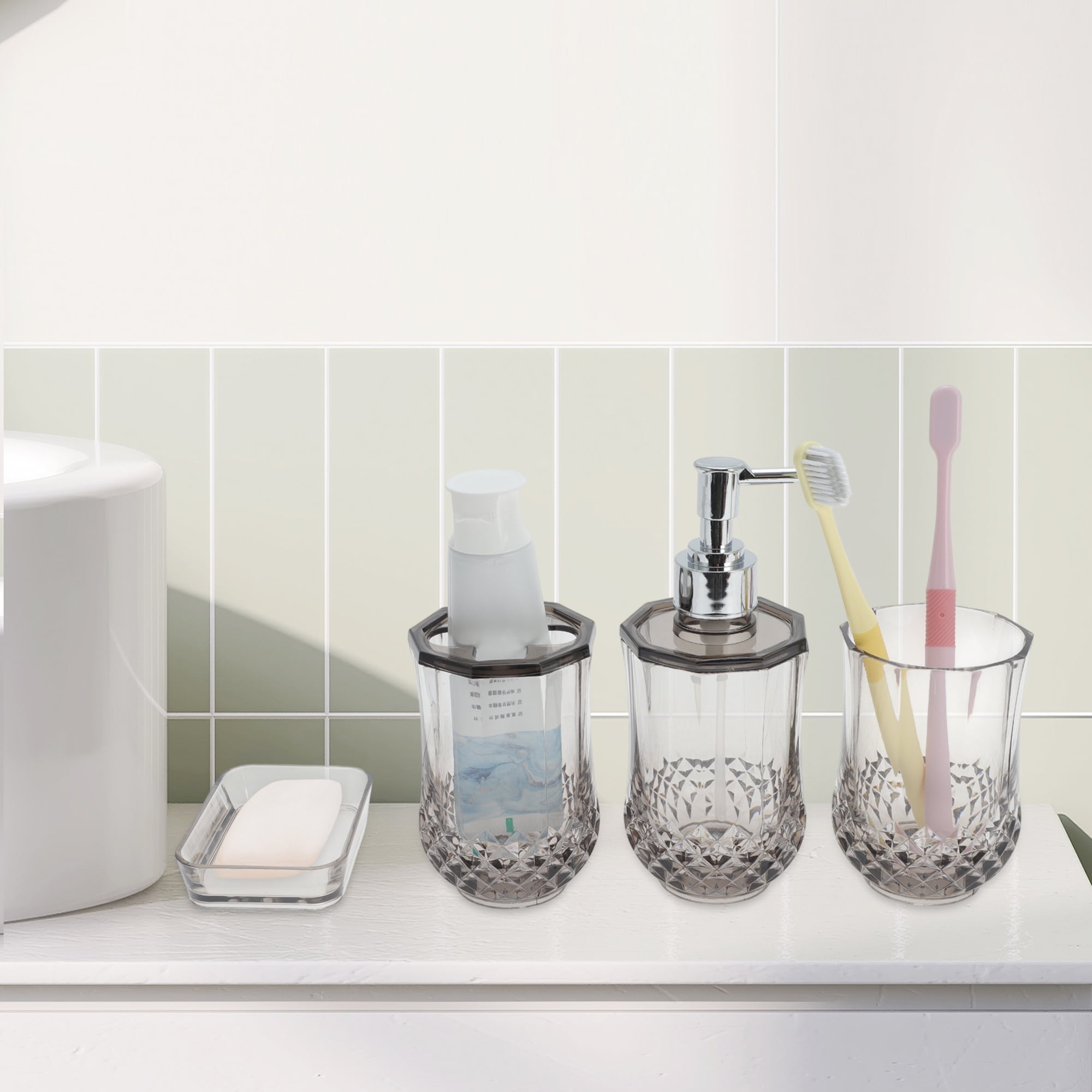 Unique Bargains 4Pcs Durable Bathroom Accessories Set Black