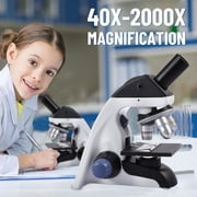 FOUR Es Scientific Compound Microscope for Adults & Students, 40X-2000X High-Power Biological Microscope for School, Home & Lab, with Slides Set & Phone Adapter