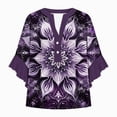 thumbnail image 5 of White Tops for Women Floral Print V Neck Blouses for Women 3/4 Ruffle Sleeve Shirts Casual Summer Tops, 5 of 5