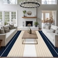 thumbnail image 3 of 5'x8' Area Rugs, Navy Beige Striped Indoor Outdoor Area Rug for Living Room Bedroom, Gradient Geometric Blue White Washable Bathroom Rugs Kitchen Floor Carpet Mats Home Decor Aesthetic, 3 of 8