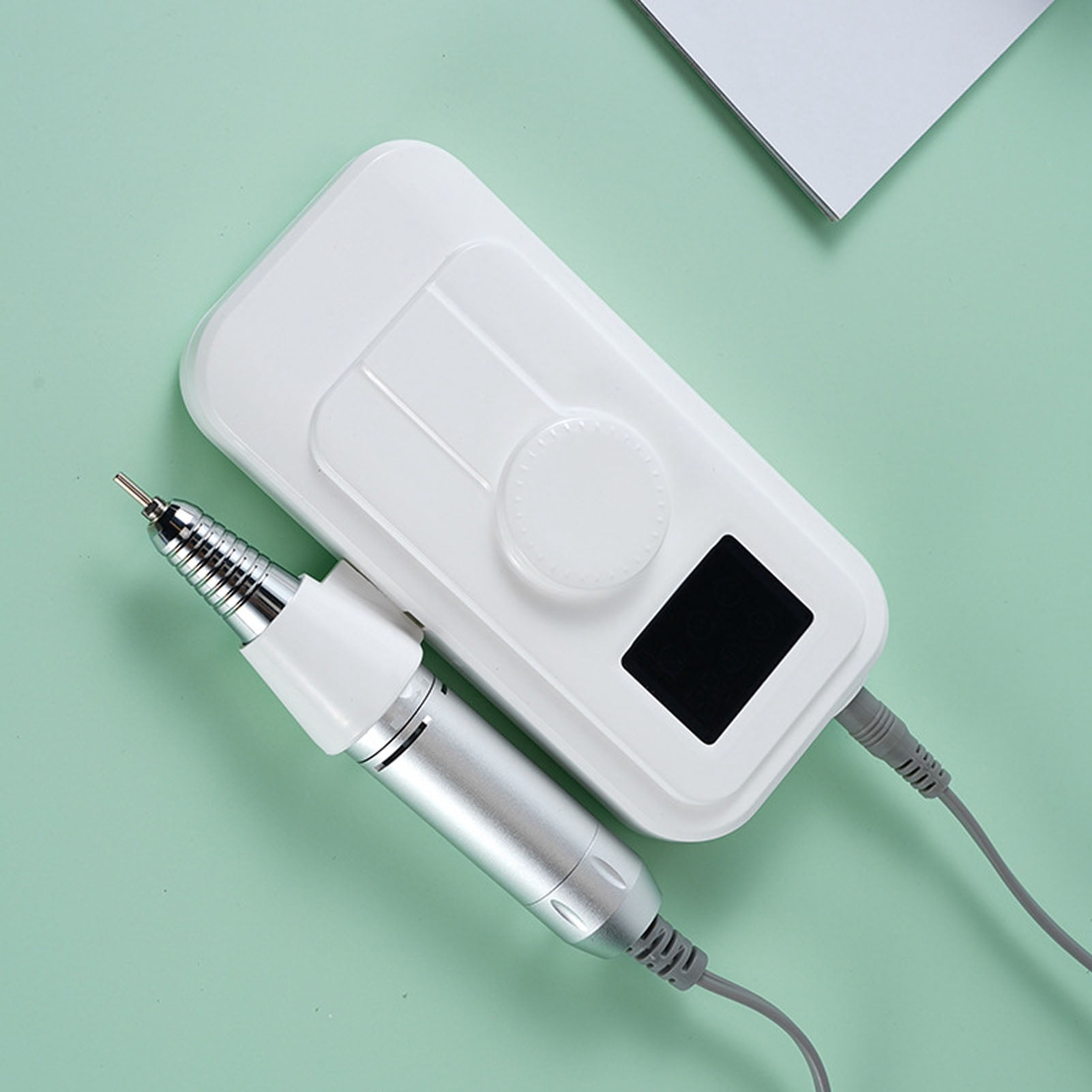 BIMZUC Electric Nail Drill Machine Portable Rechargeable 35000 RPM Professional Nail Art File Drill Kit with 6 Drill Bits for Acrylic Gel Nails Manicure Pedicure, White (9.45 in / 24 cm)