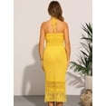 thumbnail image 3 of DARING DIVA Sleeveless Coverup Crochet See Through Halter Neck Dress XS Yellow, 3 of 6