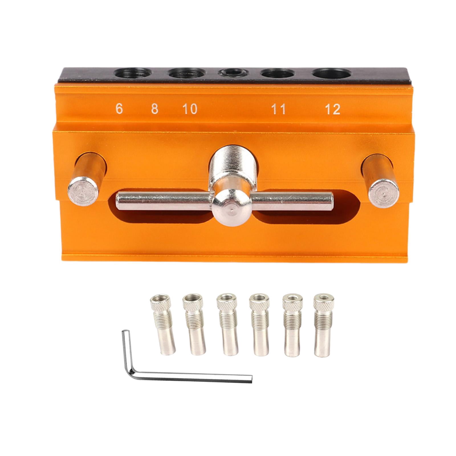 figatia Dowel Jig for Straight Holes Set Tool Versatile Adjustable Width 0.4inch-2.3inch Drill Jig with 6 Guide Bushings Golden