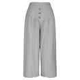 thumbnail image 7 of Yteetum Wide Leg Pants Woman Elastic High Waisted Drawstring Linen Cropped Pants Womens Casual Solid Cotton Linen Loose Fitting Comfy Lightweight Straight Leg Pants with Pockets, 7 of 7
