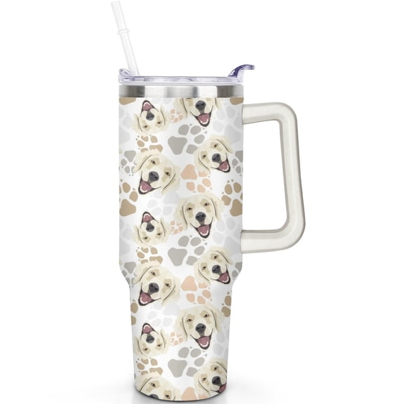Pet Parent’s Travel Must Have – 40oz Stainless Steel Dog Tumbler with Lid, Straw, and Handle, Insulated Gift Mug