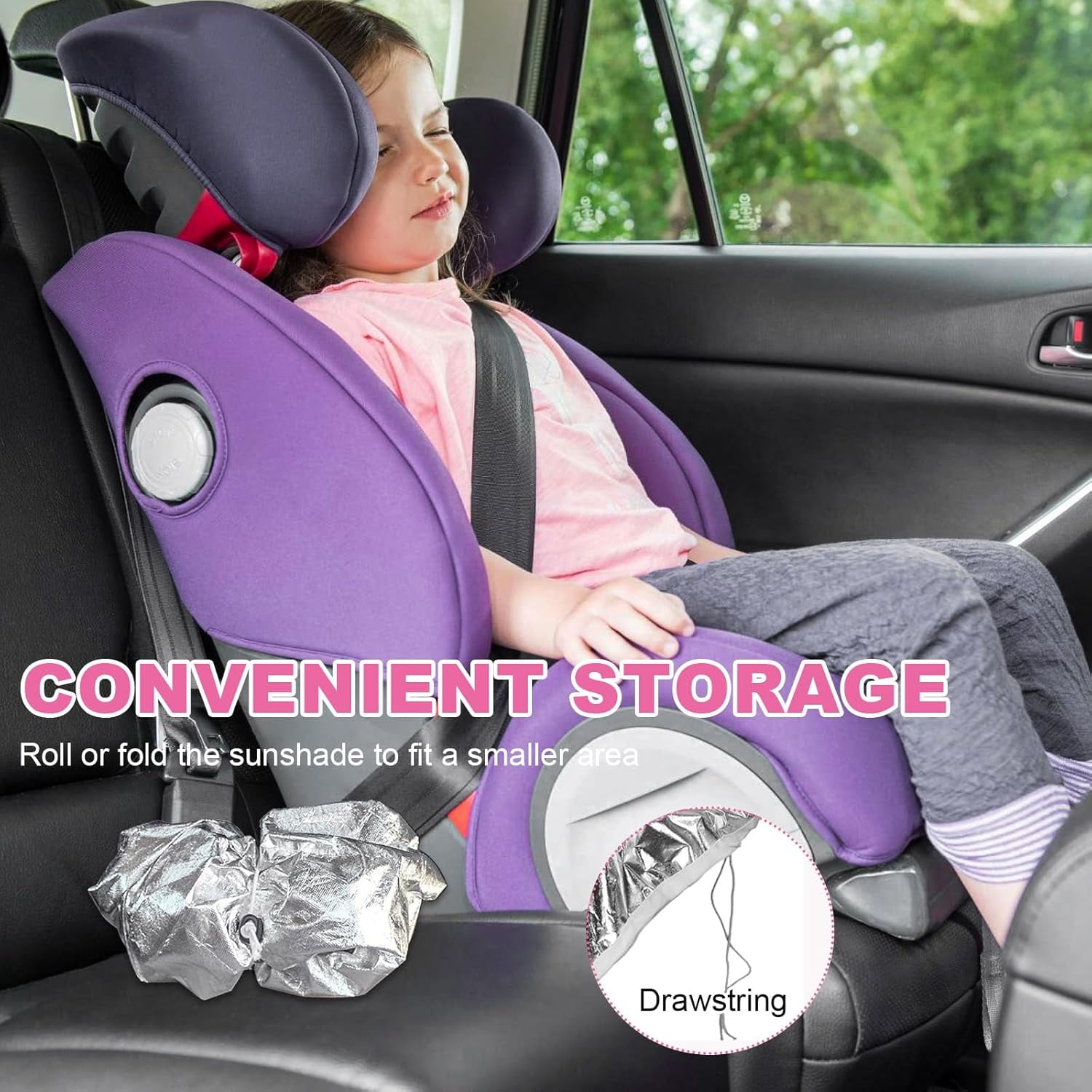 OhhGo Car Seat Sun Shade Cover, Baby Infant Car Seats Heat Protector, Keep Your Baby's Carseat at a Cooler Temperature, Reflective Baby Seat Covers for Car Seats Baby Travel Accessories, 2 Pack
