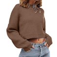 thumbnail image 1 of Gibobby Suéter de invierno para mujer, Suéteres de manga larga para mujer, ligeros, de punto con cuello redondo, suéter(Caqui,M), 1 of 4