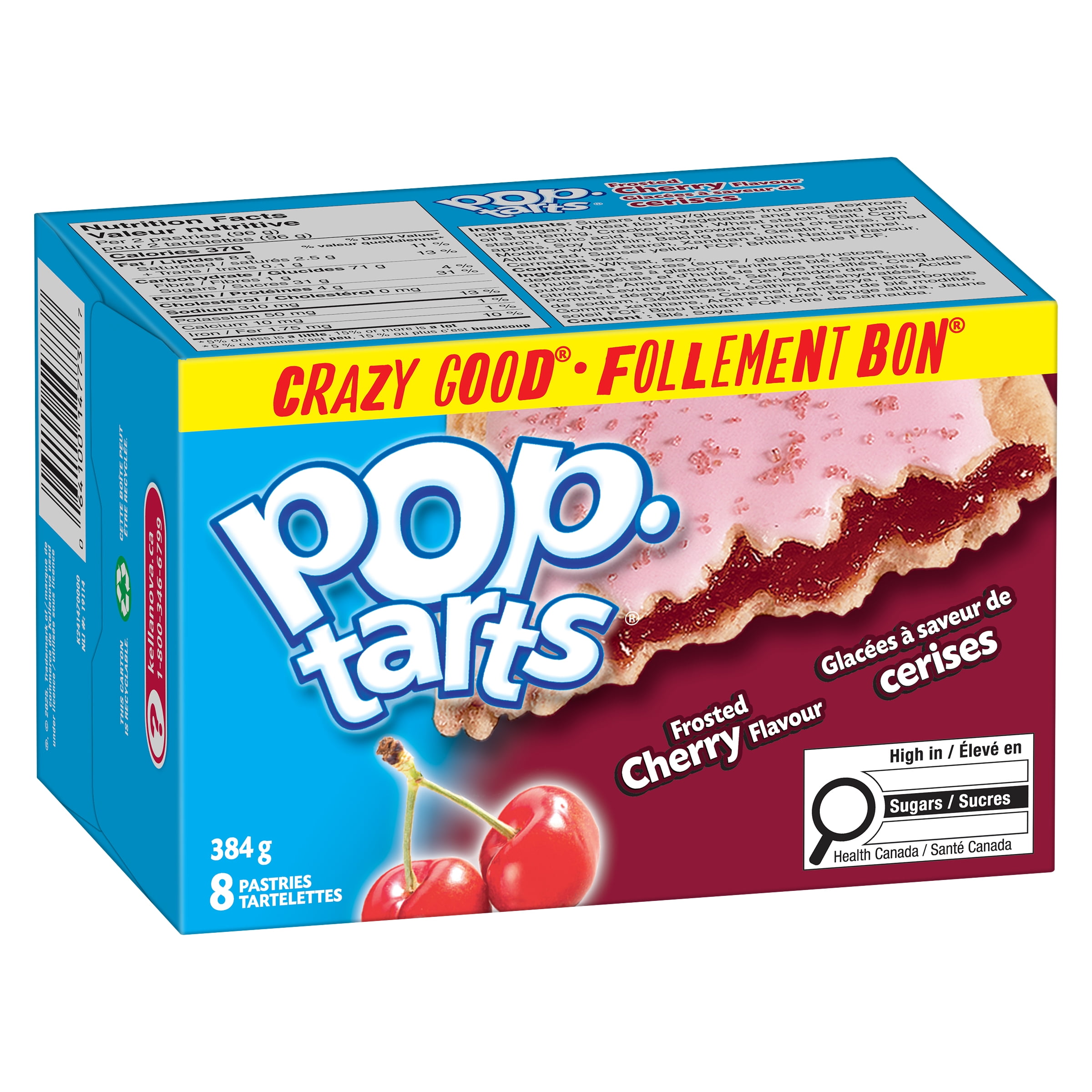 Pop-Tarts® Frosted Cherry Flavour Pastries, 384 g, 8 Pastries, PT FRSTD CHRY PSTRS 384GMX12