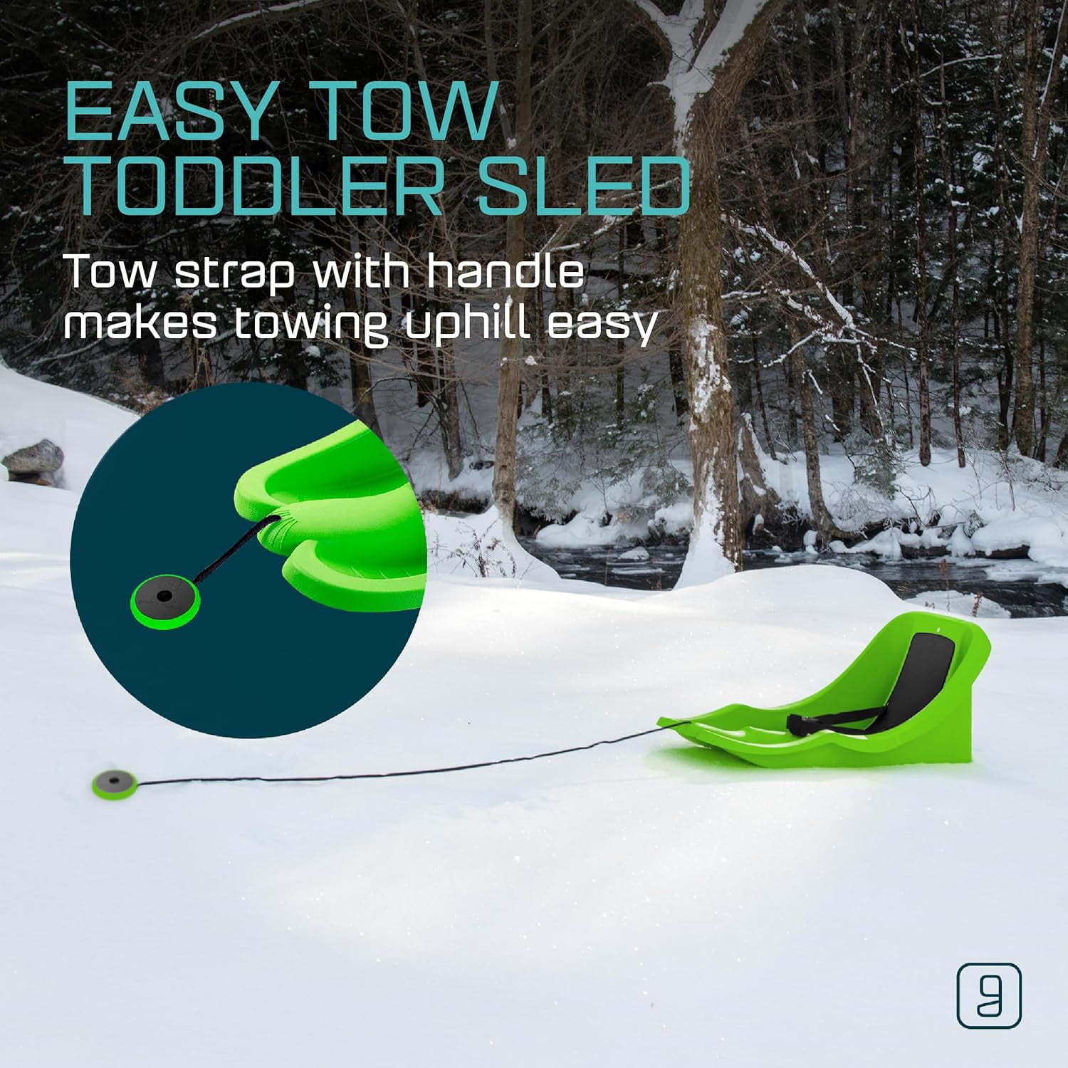 Gizmo Riders Baby Rider Mystic Green Pull Snow Sled for Toddlers, 55 lbs , Ages 6 Months+