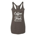 thumbnail image 2 of Wild Bobby Coffee Gets Me Started Jesus Keeps Me Going Inspirational/Christian Women Tri-Blend Racerback Tank Top, Brown, Small, 2 of 5