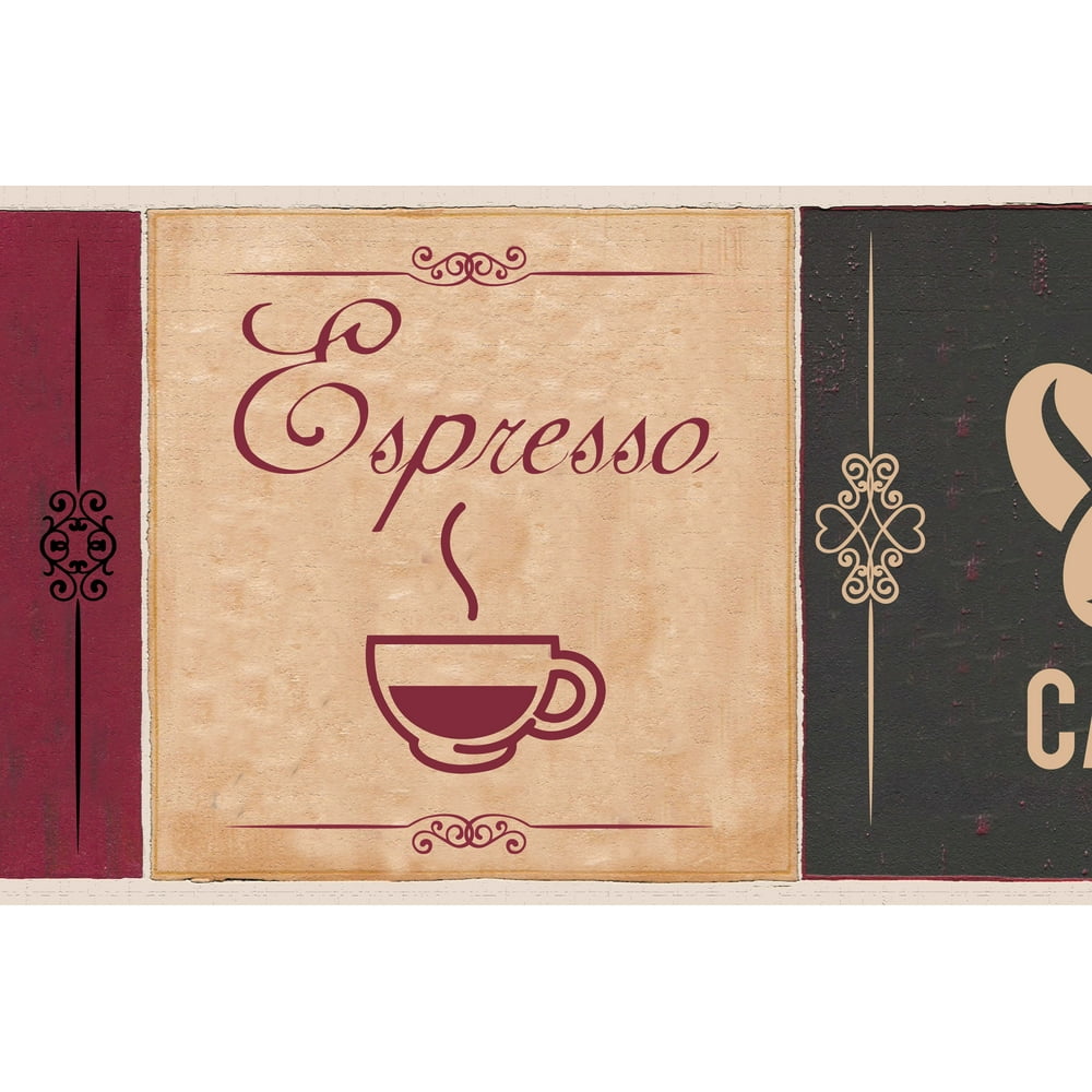 Dundee Deco's Peel and Stick Wallpaper Border Kitchen Burgundy, Beige