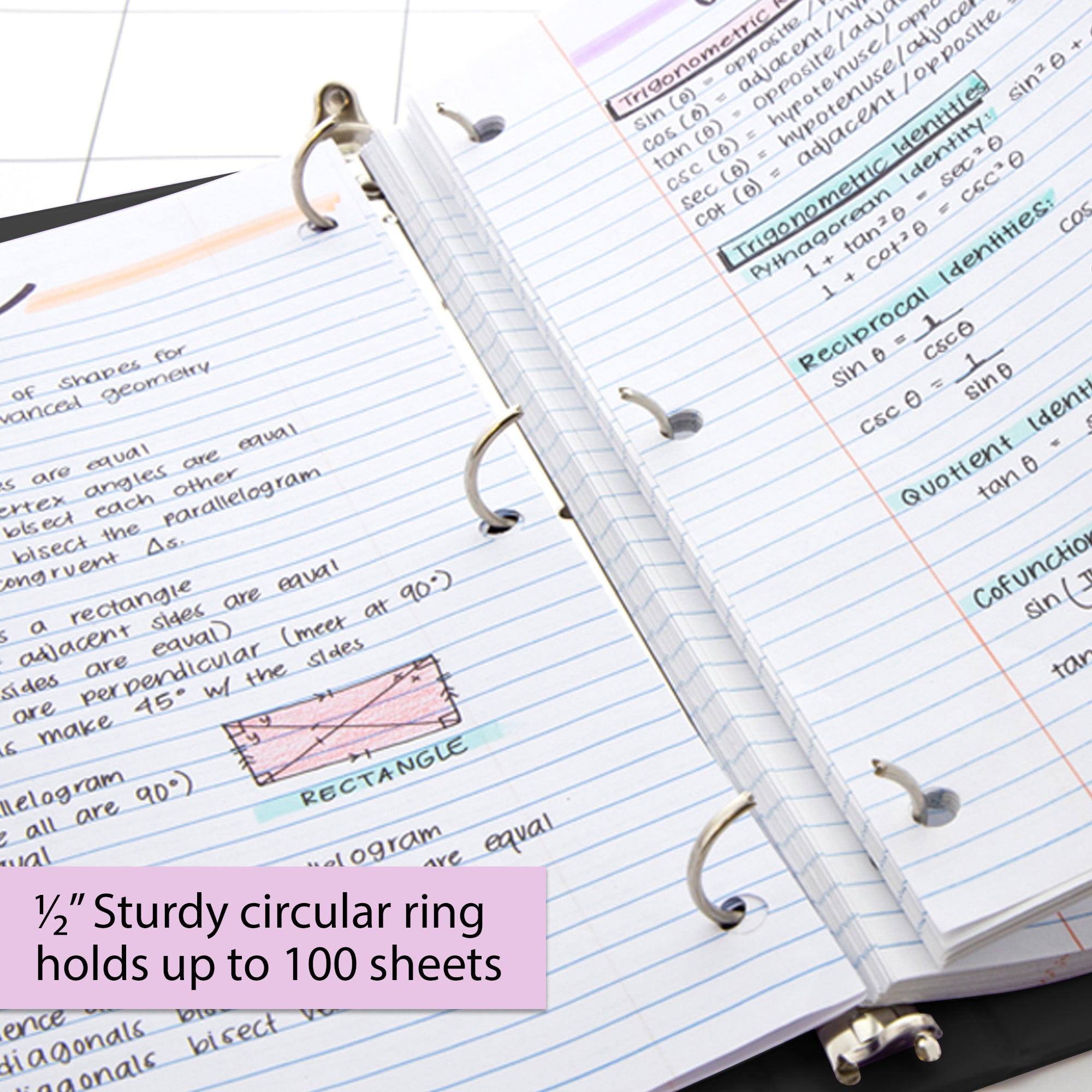 BAZIC 3 Ring Binder 1/2" Economy View Binders Black, Hold 100 Sheets, 12-Count
