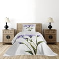 thumbnail image 3 of Ambesonne Flower Quilted Coverlet 2 Pcs, Romantic Summer, Twin Size, White Violet Green, 3 of 5