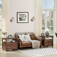 thumbnail image 6 of Farmhouse Nightstand, 2 Drawers Bed Side Table with Charging Station, Modern End Side Table for Bedroom Furniture Living Room Sofa, Brown, 6 of 8