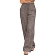 thumbnail image 4 of Linen Pants Women 2026 Summer Casual High Waist Straight Leg Trousers Lightweight Loose Plus Size Pant with Pockets Brown L, 4 of 7