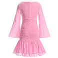 thumbnail image 2 of IBTOM CASTLE Teen Girls Dress Graduation Dress for Girls Long Bell Sleeve Mermaid Hem Prom Bodycon Dress With Shorts Bowknot Slim Fit Dresses Homecoming Birthday Outfit Pink, 2 of 7
