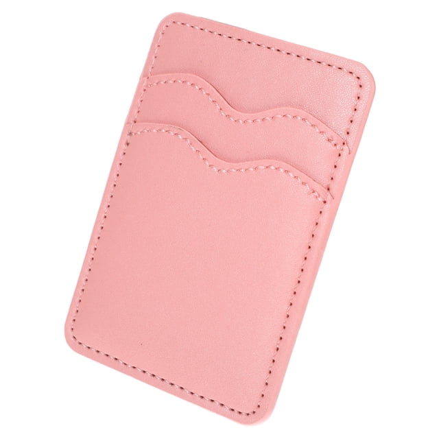 BESTYASH Portatarjetas Adhesivo De Cuero Sintético Rosa Para Teléfono Con Almacenamiento Y Fino