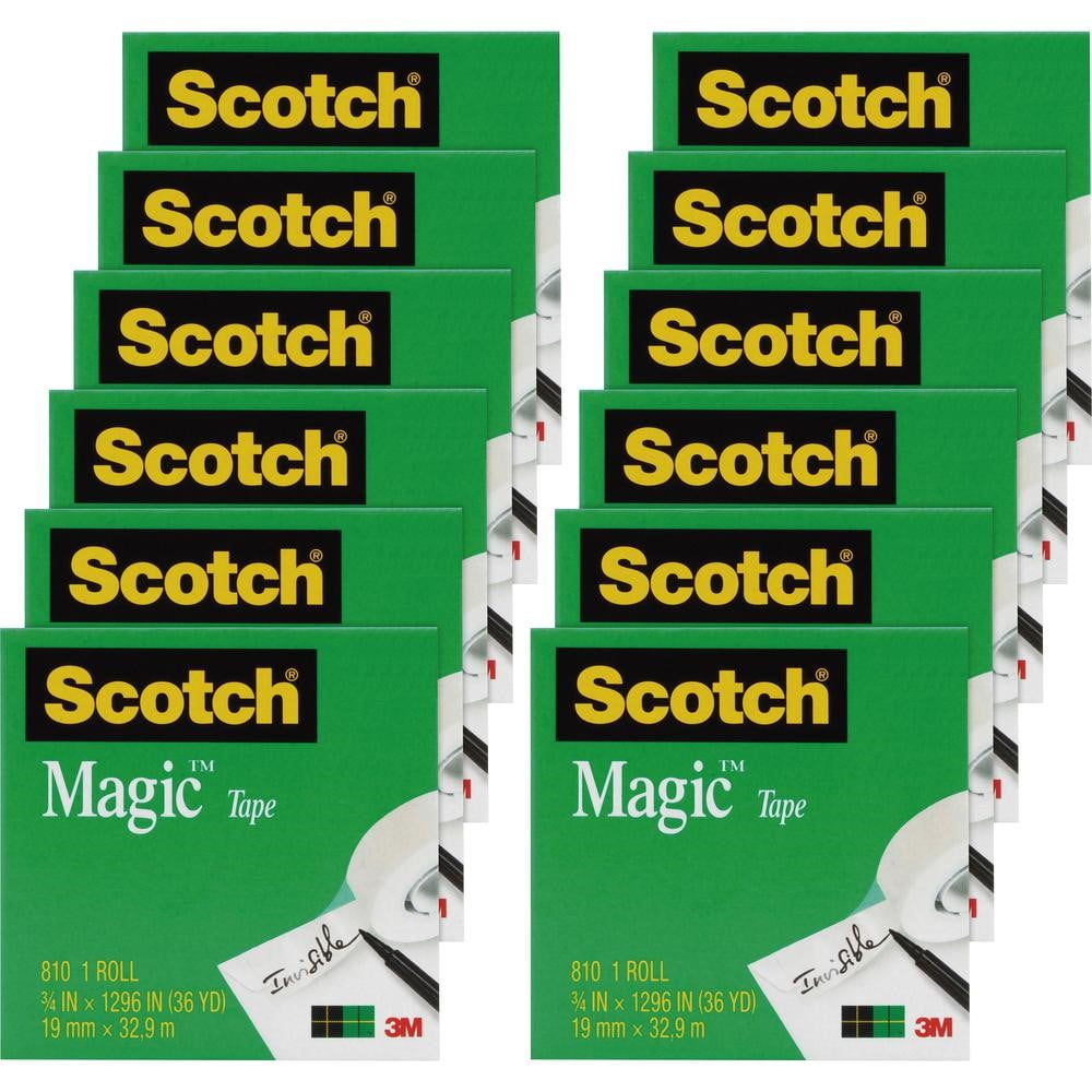 Scotch, MMM810341296PK, 3/4"W Magic Tape, 12 / Pack, Clear
