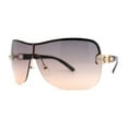 thumbnail image 4 of Womens Oversize Shield Curved Wrap Around Designer Sunglasses Gold Black Brown, 4 of 4