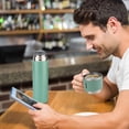 thumbnail image 3 of leyfeng Botella aislada al vacío termo de acero inoxidable con taza para café, bebida caliente y fría, 3 of 7