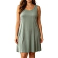 thumbnail image 2 of Asxite Plus Size Womens Pajamas Loose Breathable Sleeveless Crew Neck Soft Knit Solid Sleep Dress, 2 of 7