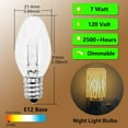thumbnail image 2 of 15 Pack Night Light Bulbs 7 Watt Clear Light Bulbs for Night Lights,Window Candles,Decorative Candle Light Bulbs- E12 Base C7 Replacement Bulbs - 7 Watt Warm White Small Light Bulb, 2 of 7
