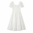 thumbnail image 6 of Blmnix Elegant Dresses Woman Dress Lace Dress Fit & Flare A Line Dresses Under Dresses Mid-Length Square Neckline Short Sleeve White Casual Dresses for Women L, 6 of 7