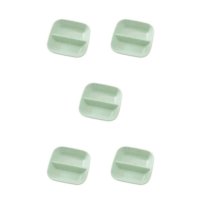 bedienty Square Divided Seasoning Dishes Table Sauce Container Kitchen Cutlery Snack Plate for sushi Dumpling green 5Set
