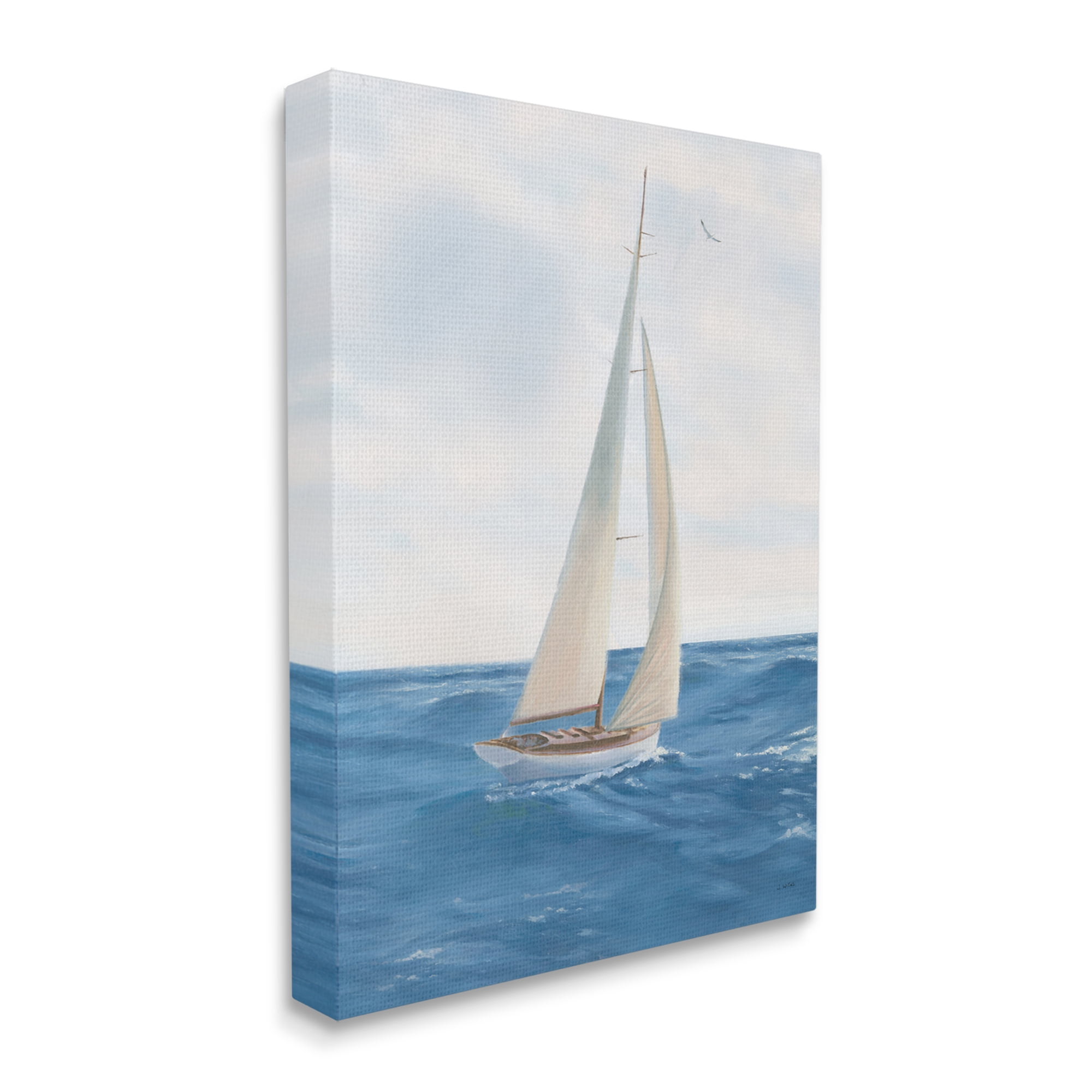 Stupell Industries Sailboat in Ocean Waves Transportation Painting Gallery Wrapped Canvas Print Wall Art, 24 x 30