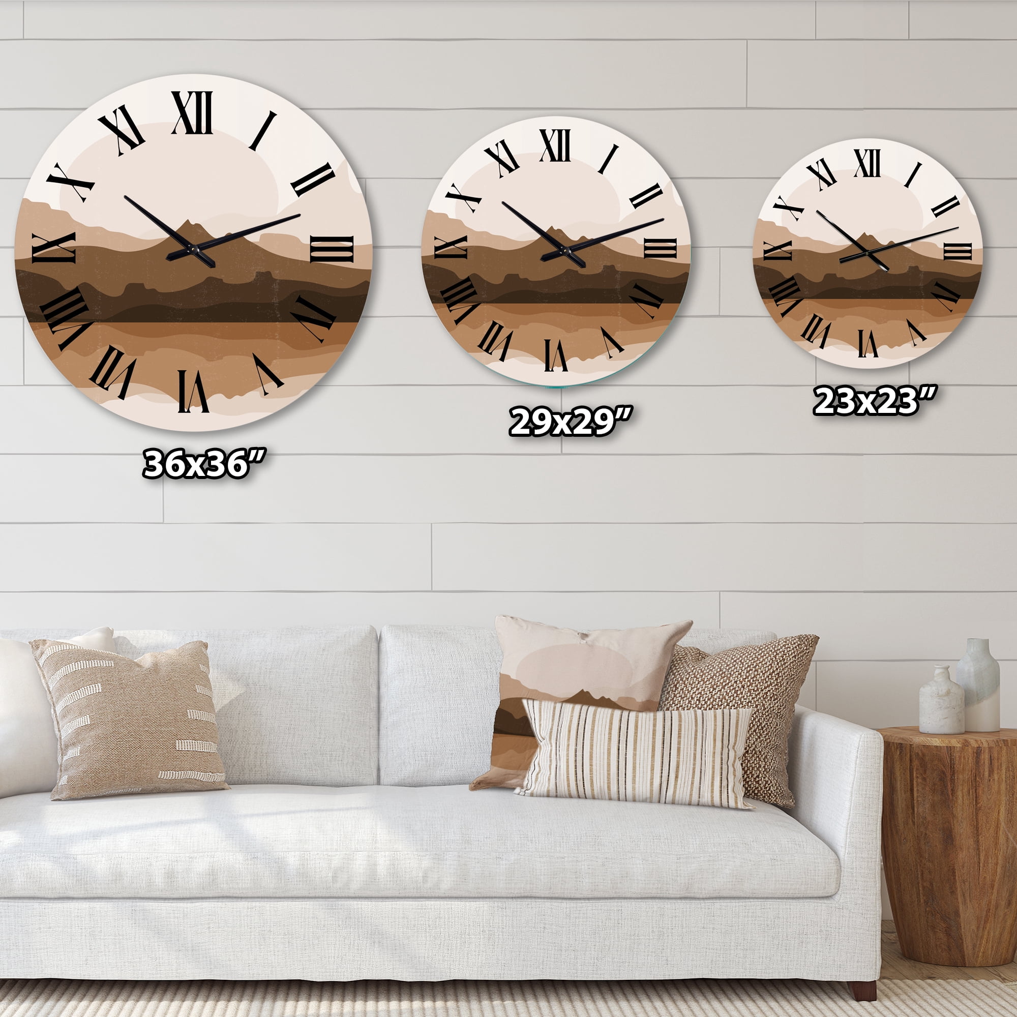 Designart 'Minimalist Terracotta Landscape' Modern Wall Clock