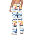 thumbnail image 3 of FORMRS Mens Pajama Pants with Pockets Sleepwear Lounge Bottoms Sizes S-2XL, Orange Hand Drawn Sailboats, 3 of 7