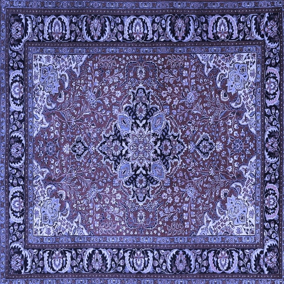 Ahgly Company Machine Washable Indoor Square Persian Blue Traditional Area Rugs, 4' Square