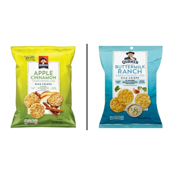 Quaker Apple Cinnamon Rice Crisps 7.04 oz & Quaker Ranch Rice Crisps 6.06 oz