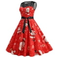 thumbnail image 1 of Moda mujer encaje una línea Flare vestido Vintage Prom Swing sin mangas estampado Navidad vestido de fiesta de Navidad Fridja hjkh464, 1 of 9