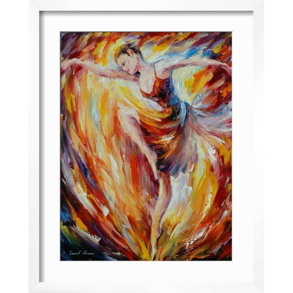 Art.com Flaming Dance Art Print by Leonid Afremov, White Frame Wall Art, 17" x 21"