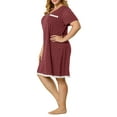thumbnail image 4 of Agnes Orinda Women's Plus Size Nightgowns Polka Dots V Neck Short Sleeve Midi Sleepshirt 2X Burgundy, 4 of 7