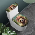 thumbnail image 3 of HELLHERO Sloth Rose 2 Piece Set Fits All Toilet Shapes Toilet Top Cover Set with Elastic Edge for Soft, 3 of 5