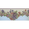 thumbnail image 2 of Concord Wallcoverings Wallpaper Border Floral Pattern Flowers Leaves for Living Room, Purple Green Red Pink Cream, 10 Inches by 15 Feet 5806432, 2 of 4