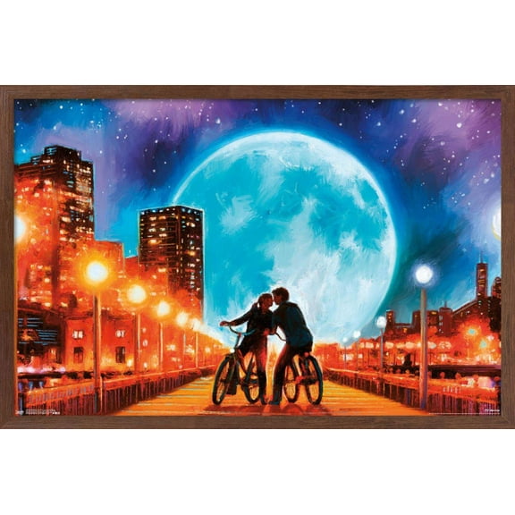 PD Moreno - Fine Art - Love by the Moon Wall Poster, 22.375" x 34", Framed