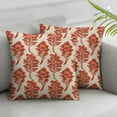 thumbnail image 3 of Block Print Throw Pillow Covers Vintage Orange Floral Boho Outdoor Fall Winter Farmhouse Decorations Decorative Throw Pillows Cases for Home Bed Living Room Couch Decor, 3 of 7