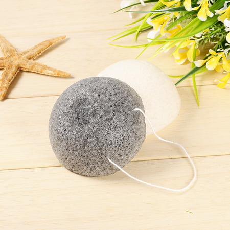 2PCS Konjac Facial Sponge,Natural Bamboo Charcoal for Cleansing Sensitive to Oily & Acne Prone Skin; Gentle Deep Pore Face Exfoliating Scrub Cleanser for Men and