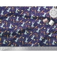 thumbnail image 2 of Soimoi Poly Georgette Fabric Leaves,Carrot & Rabbit Kids Decor Fabric Printed Yard 42 Inch Wide, 2 of 3