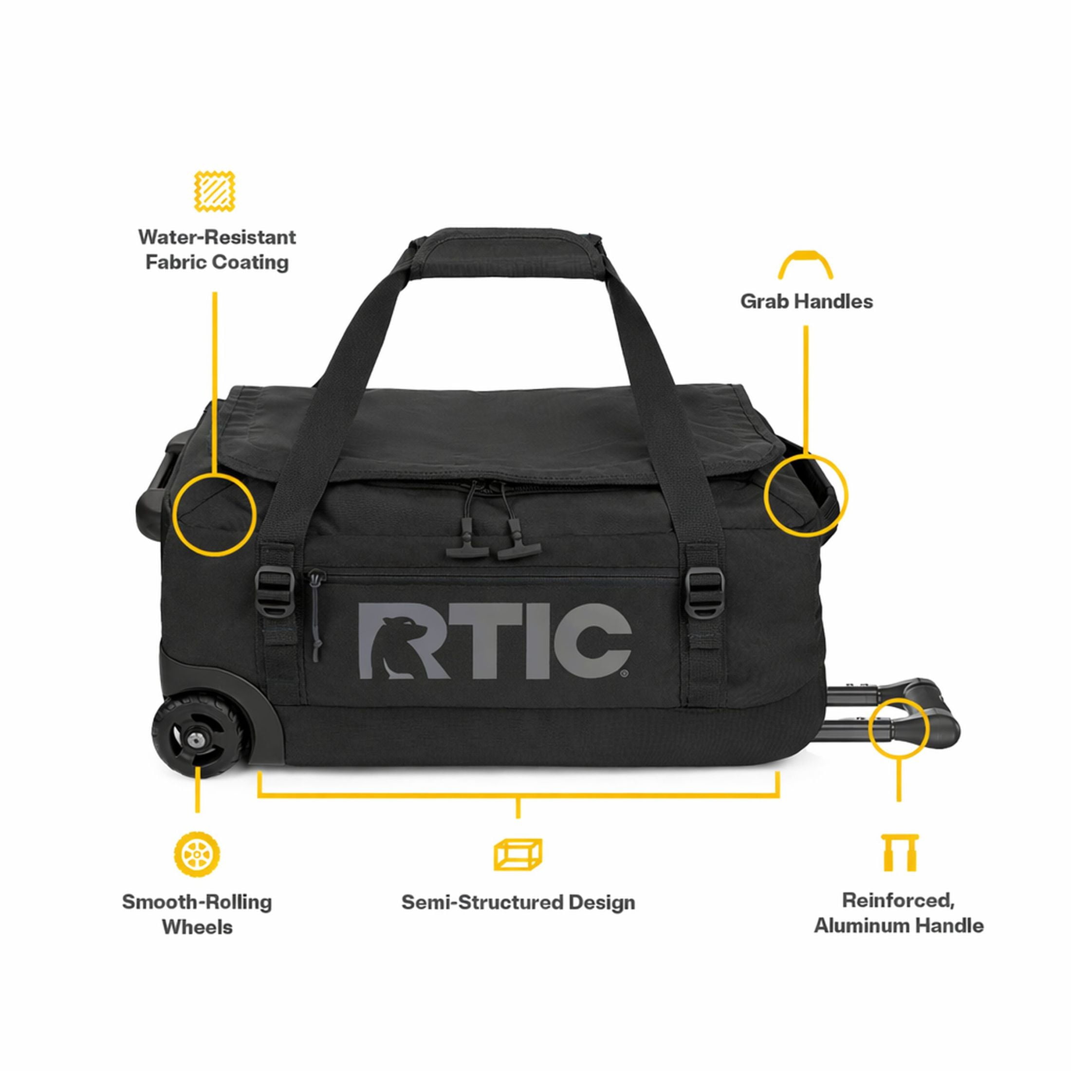 RTIC Road Trip Rolling Duffle Bag, Medium, Water-Resistant and Wheeled, Trailblazer