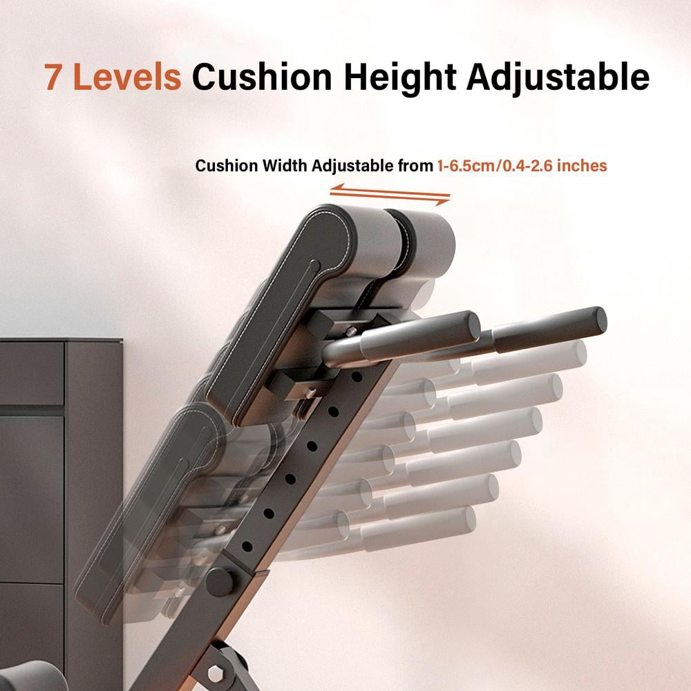 WAASOSCON 150kg/330lbs Load Foldable Roman Chair, 8-Level Height & 5 Angles Adjustable, Back Extension Bench with Non-Slip Footboard, Exercice Machine for Home Gym Workout