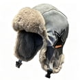 thumbnail image 3 of YUANxueke Trapper Hat for Men Winter Warm Suede Fuzzy Russian Ushanka Trooper Aviator Hats with Ear Flaps, 3 of 5