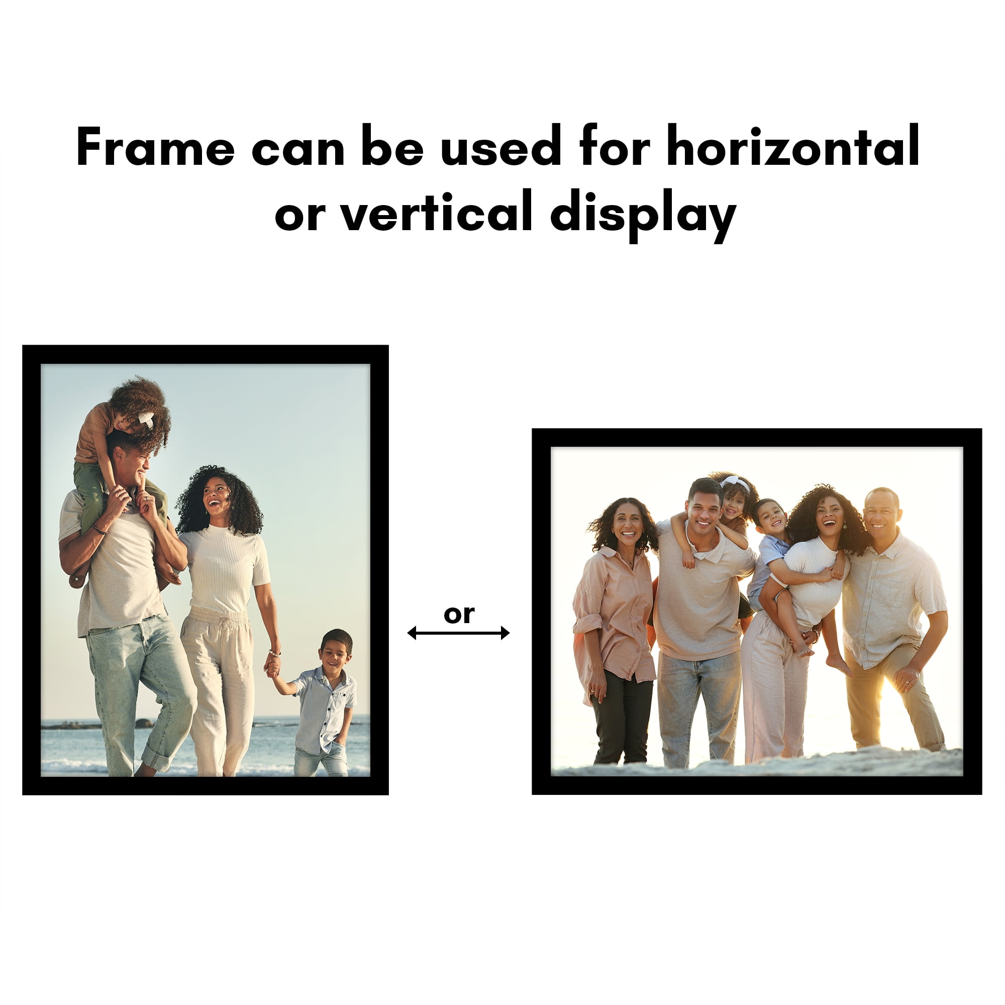 Americanflat 8x10 Picture Frame with Shatter-Resistant Glass Streamline Collection Thin Border Photo - Black