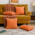 thumbnail image 3 of Fundas de almohada de pana naranja para una decoración acogedora de otoño, fundas de cojín cuadradas suaves y sólidas con encanto rústico otoñal, 3 of 3